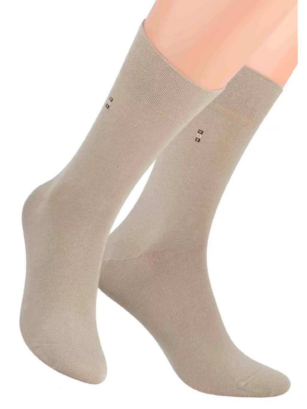 Pánské oblekové ponožky se vzorem kostek 056/2 STEVEN Barva/Velikost: béžová tmavá / 45/47