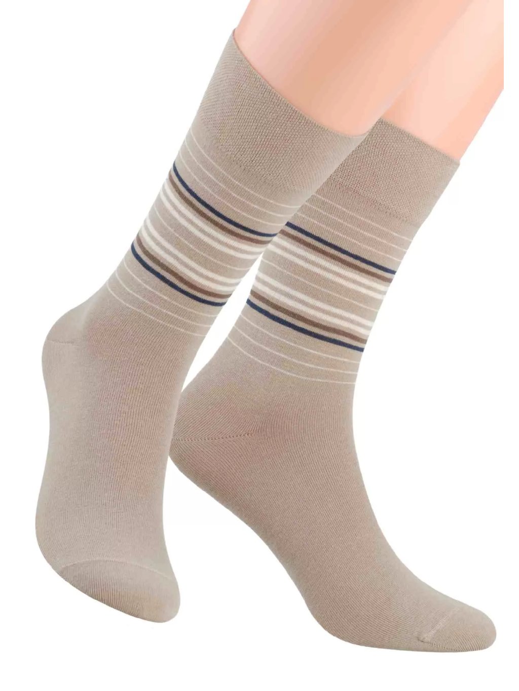 Pánské oblek ponožky s barevných pruhů STEVEN 056/6 Barva/Velikost: béžová / 45/47