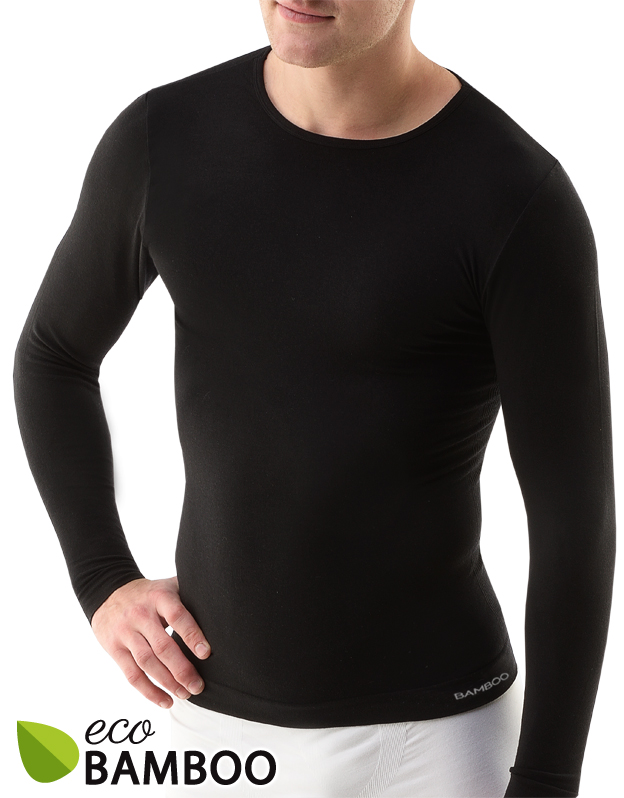 Gina Bambusové tričko pánské, dlouhý rukáv 58007P Barva/Velikost: černá / S/M