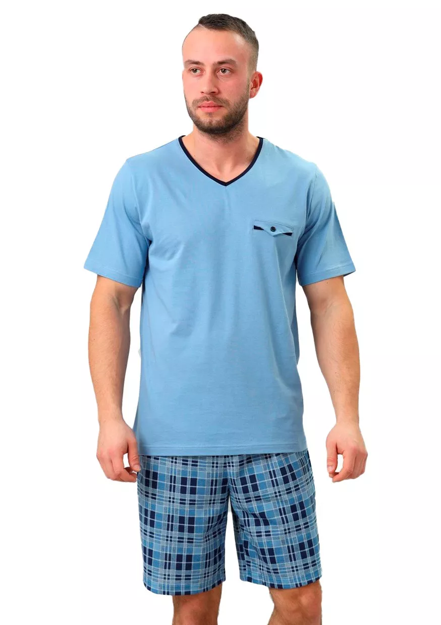 Pánské pyžamo Leon 710/01 HOTBERG Barva/Velikost: modrá světlá / L