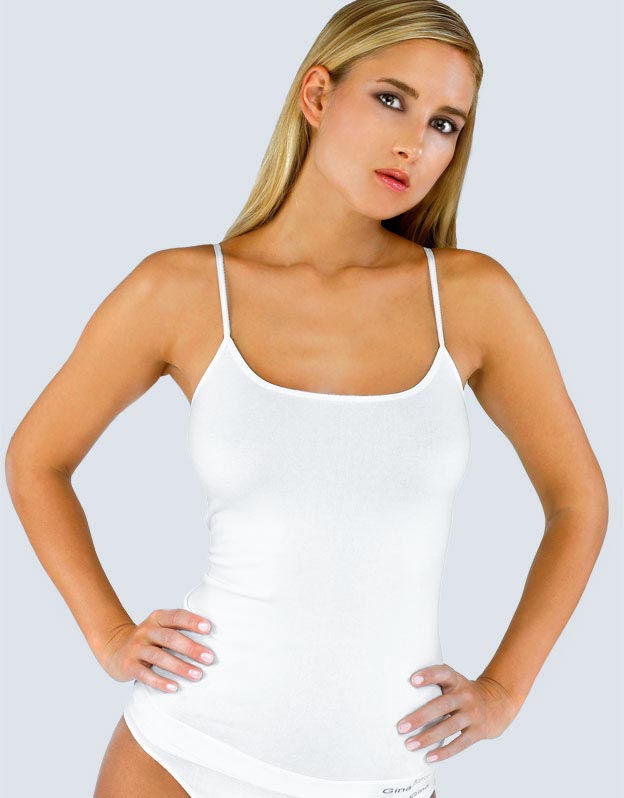Gina Košilka s úzkými ramínky prodloužená 08016P Barva/Velikost: bílá / L/XL