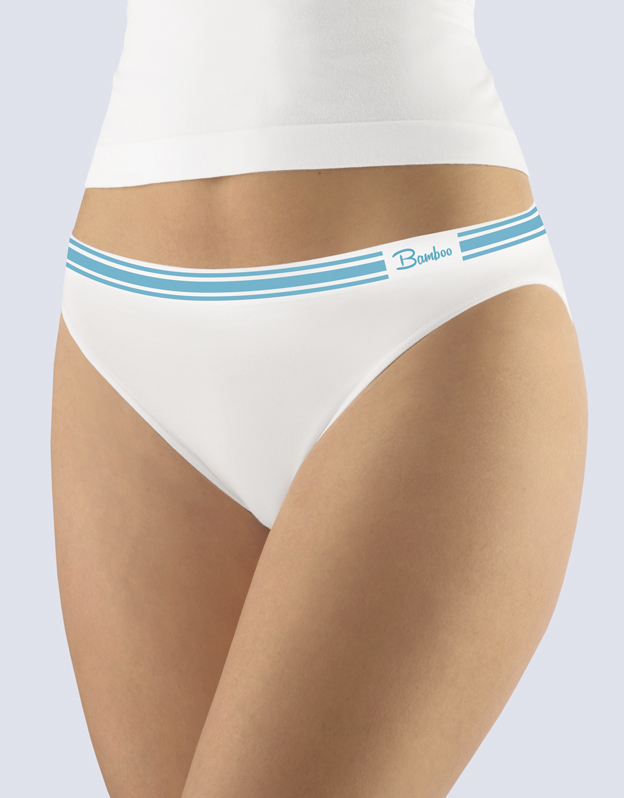 Gina Výhodné balení 5 kusů - Kalhotky klasické s úzkým bokem 00044P Barva/Velikost: bílá, dunaj / M/L