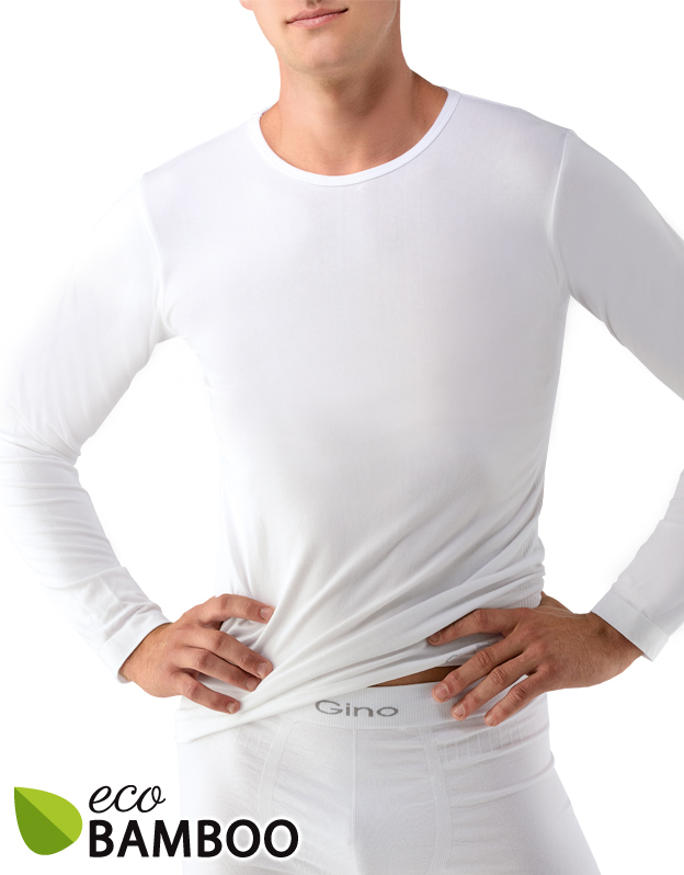 Gina Výhodné balení 5 kusů - Bambusové tričko pánské, dlouhý rukáv 58007P Barva/Velikost: bílá / L/XL