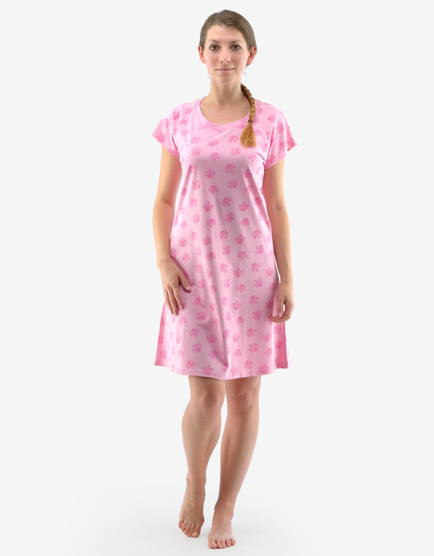 Gina Výhodné balení 5 kusů - Košilka noční dámská krátký rukáv 19132P Barva/Velikost: růžovofialová, pink / XL