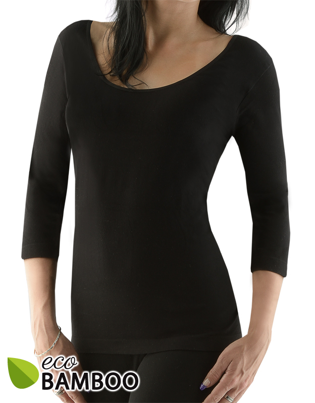 Gina Výhodné balení 5 kusů - Bambusové tričko 3/4 rukáv 08023P Barva/Velikost: černá / M/L