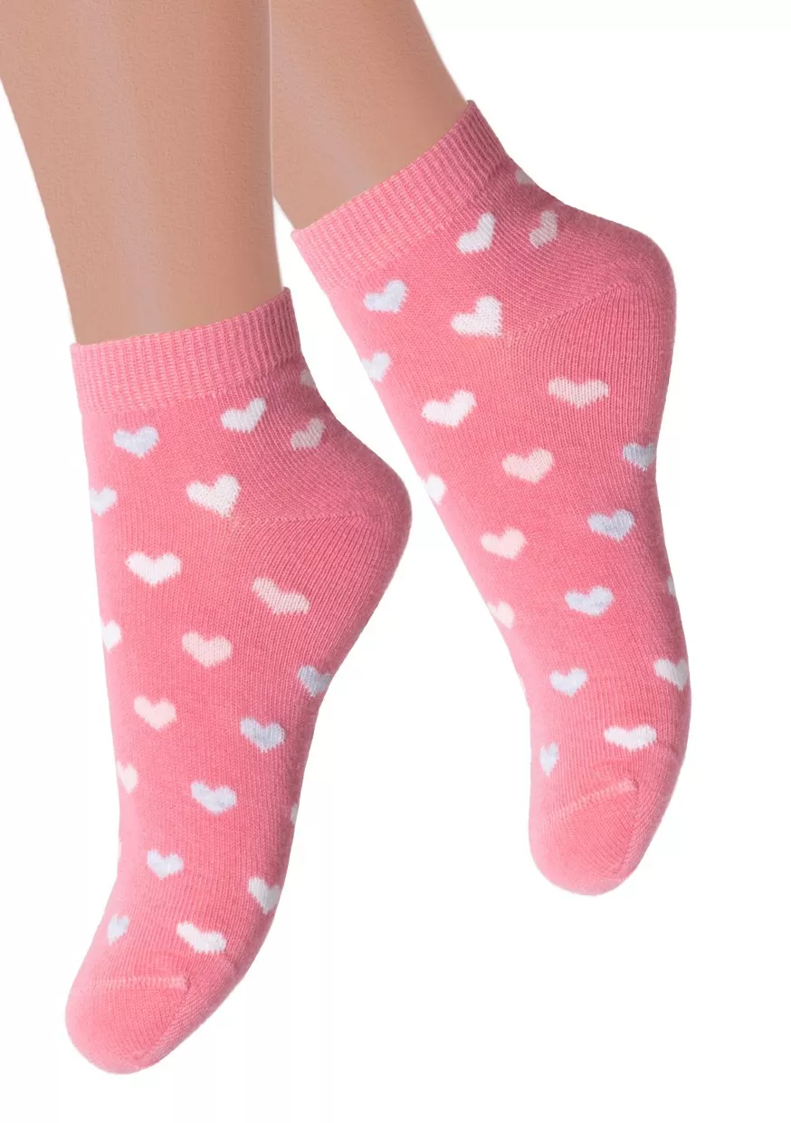 Dívčí kotníkové ponožky 004/182 STEVEN Barva/Velikost: růžová (pink) / 26/28