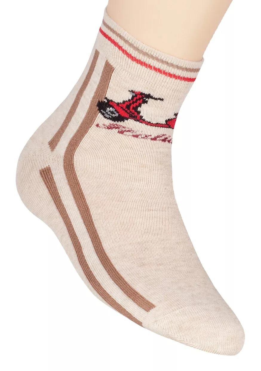Chlapecké klasické ponožky s nápisem Holiday 014/75 Steven Barva/Velikost: béžová / 29/31