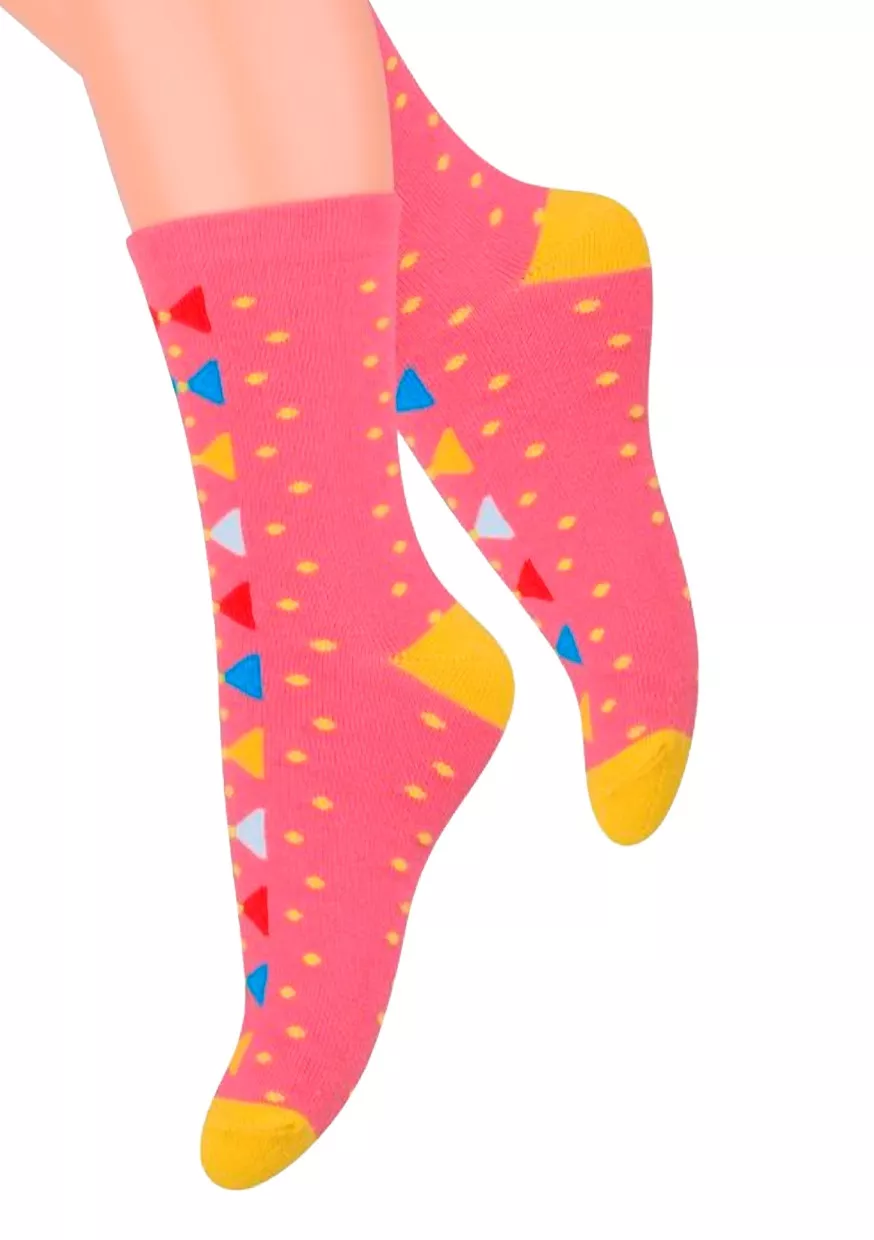 Dívčí klasické ponožky se vzorem puntíků 014/127 Steven Barva/Velikost: malina (Raspberry) / 26/28
