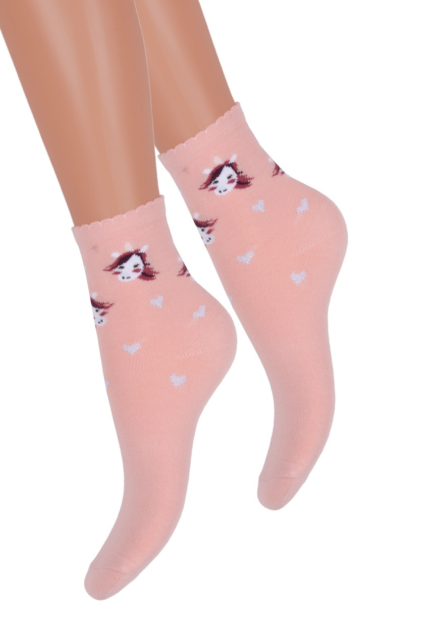 Dívčí klasické ponožky 014/403 Steven Barva/Velikost: růžová (pink) / 29/31