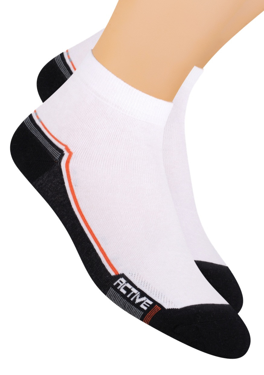 Chlapecké kotníkové ponožky sportovní s nápisem Active 054/89 STEVEN Barva/Velikost: bílá-černá / 38/40