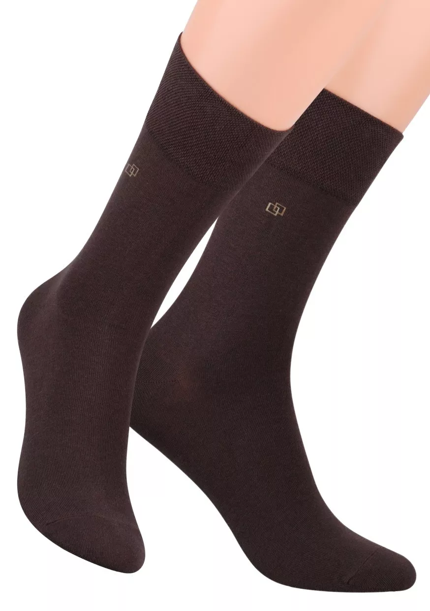 Pánské oblekové ponožky se vzorem dvou čtverců 056/1 STEVEN Barva/Velikost: hnědá / 45/47