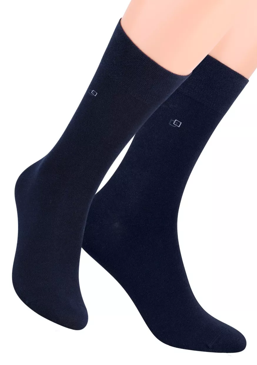 Pánské oblekové ponožky se vzorem dvou čtverců 056/1 STEVEN Barva/Velikost: modrá tmavá / 39/41