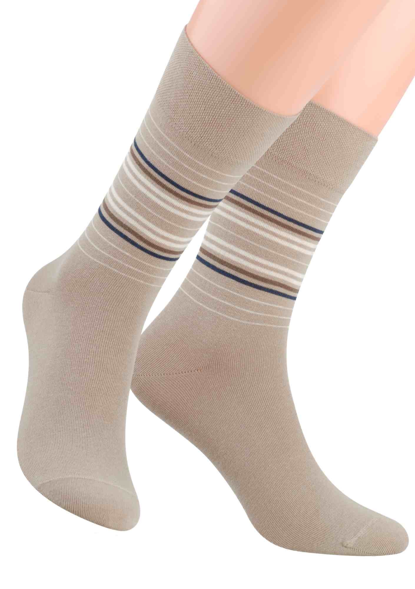 Pánské oblek ponožky s barevných pruhů STEVEN 056/6 Barva/Velikost: béžová / 39/41