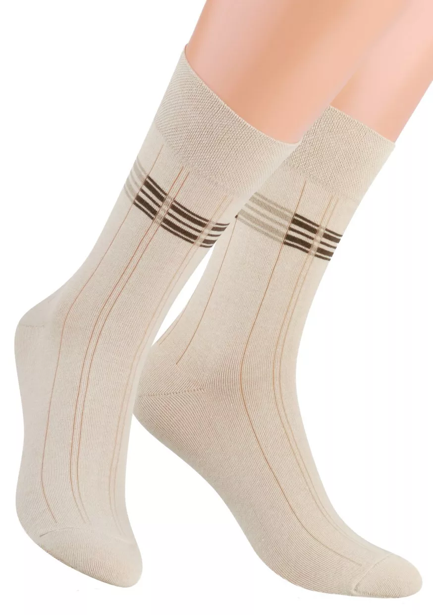 Pánské oblek ponožky se vzorem velké kostky STEVEN 056/7 Barva/Velikost: béžová / 42/44