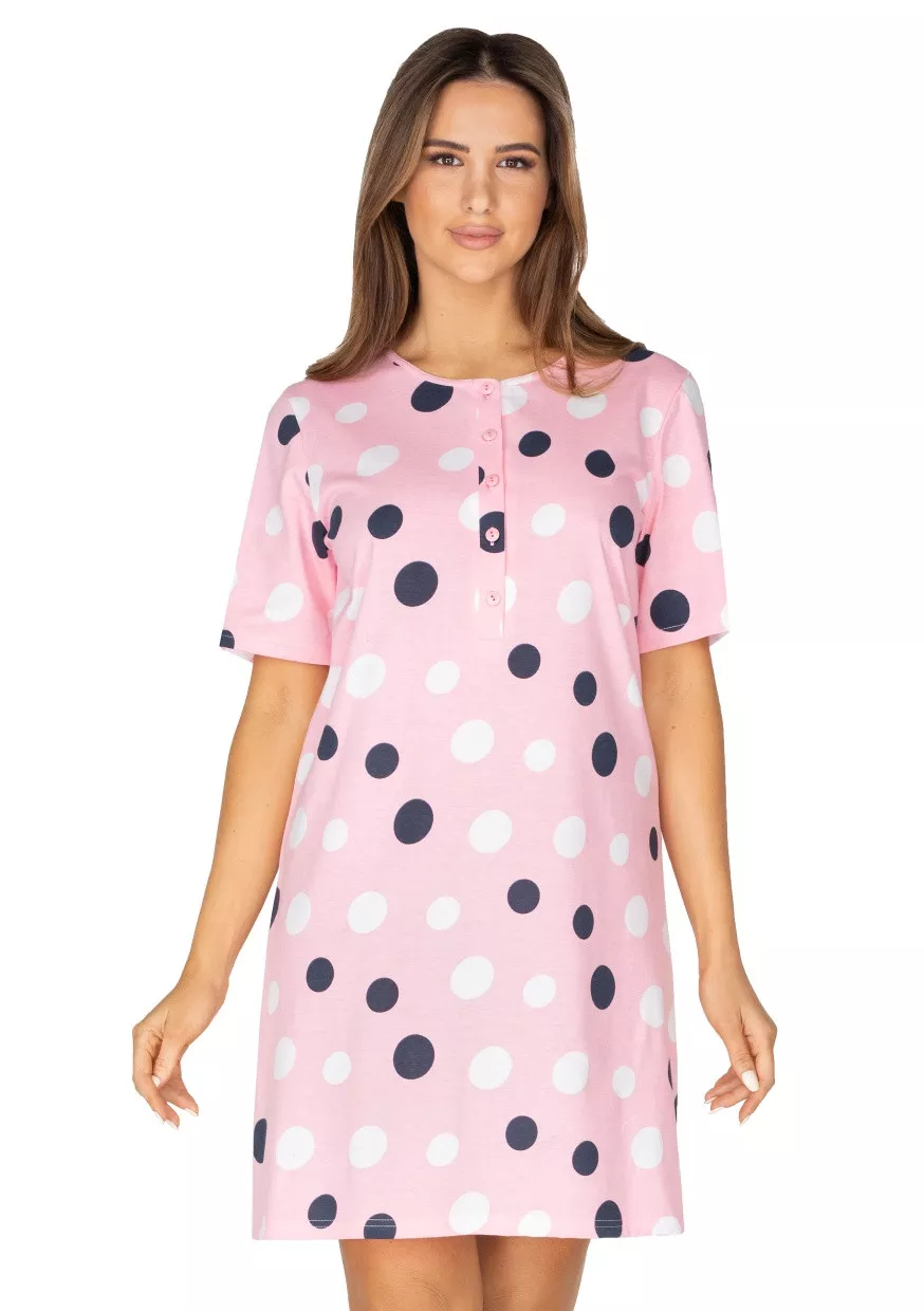Dámská vzorovaná noční košile 416/21 REGINA Barva/Velikost: růžová (pink) / 3XL