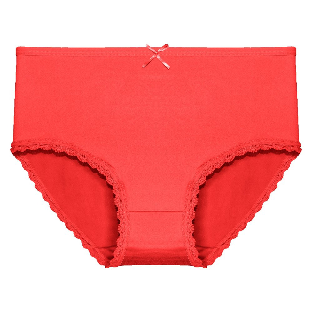FINE WOMAN Dámské kalhotky vyšší 9075 s krajkou Barva/Velikost: červená / S/M