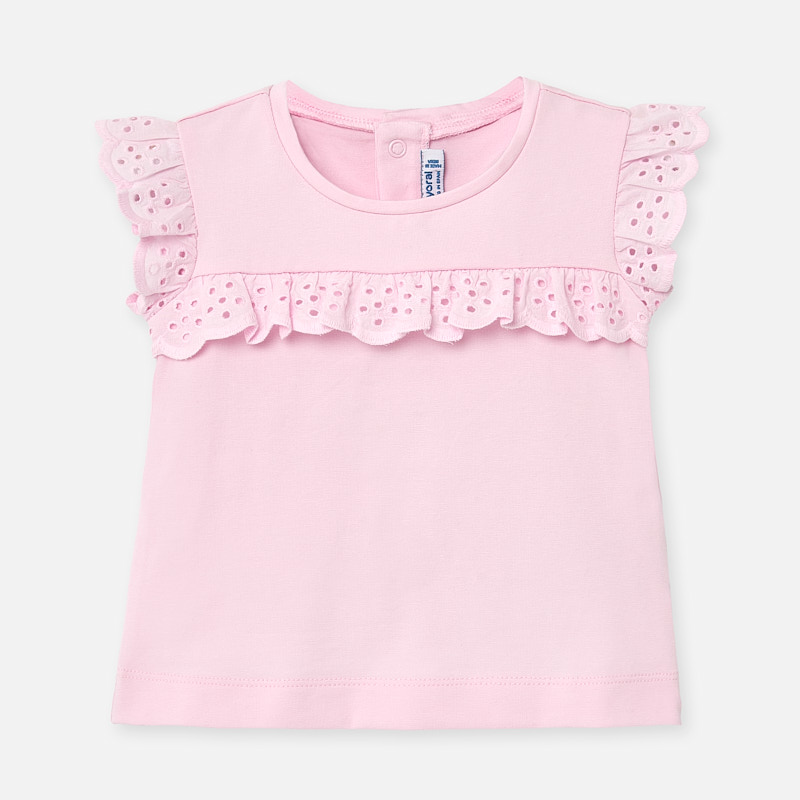 Tričko s krátkým rukávem madeira světle růžové BABY Mayoral velikost: 68 (6 měsíců)