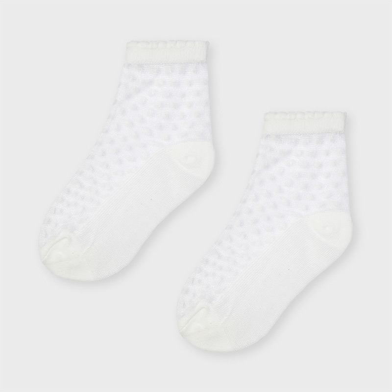 Ponožky s průsvitnou částí smetanové MINI Mayoral velikost: 8 (EU 32-35)