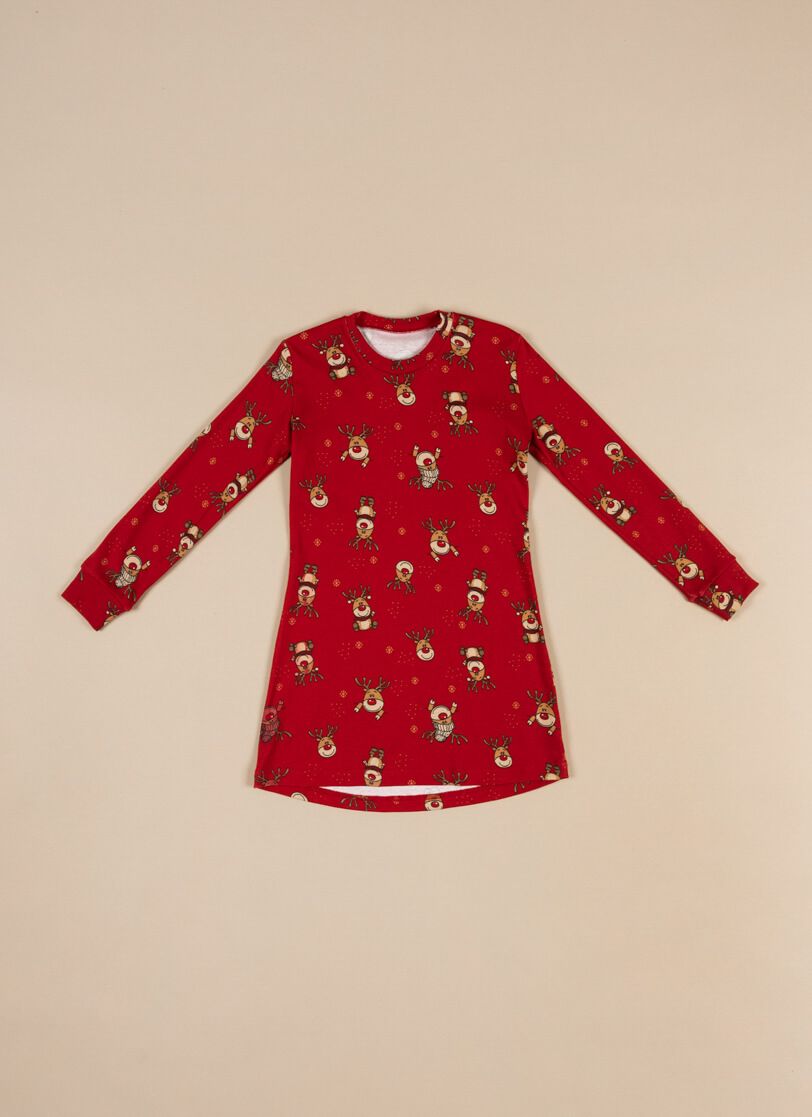 Noční košile s dlouhým rukávem vánoční sobíci červená Extreme Intimo velikost: 10