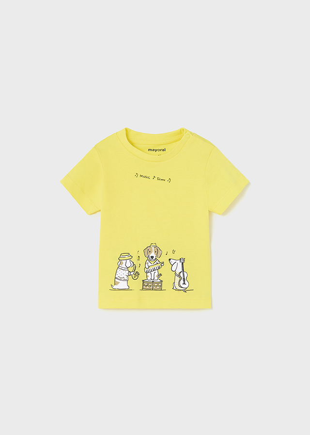 Tričko s krátkým rukávem DOGS žluté BABY Mayoral velikost: 68 (6 měsíců)