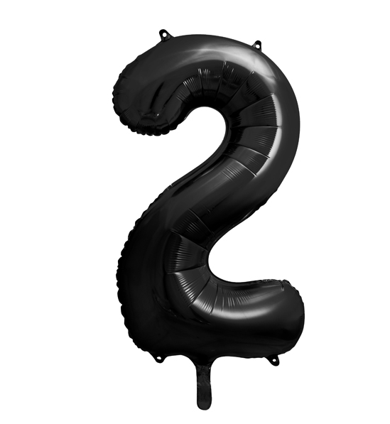 PartyDeco Balónek fóliový číslo 2 černý 100cm Party Deco
