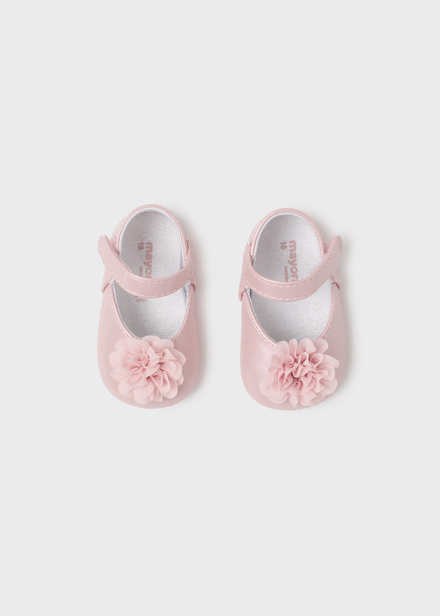 Balerínky kojenecké s květinou světle růžové NEWBORN Mayoral velikost: 15 (0-2 měsíce)