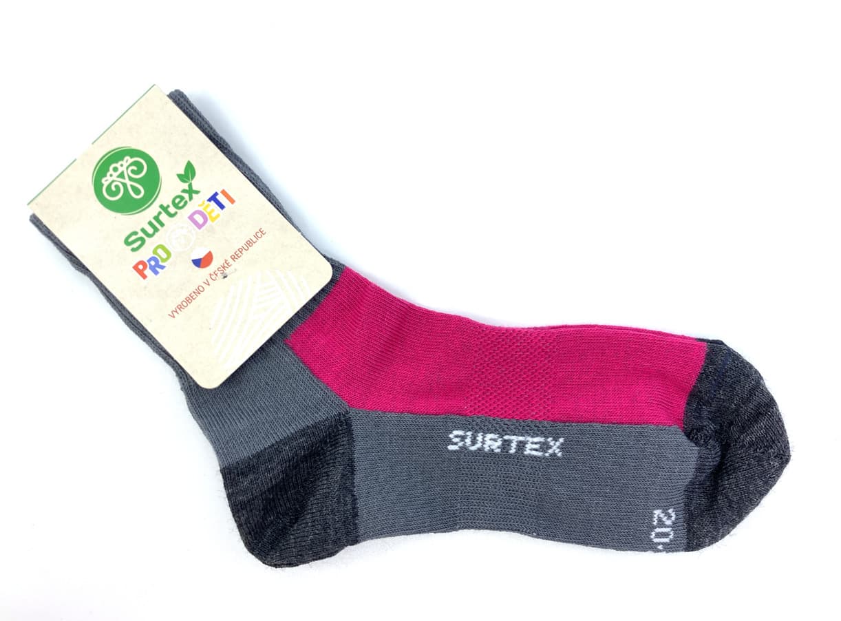 Ponožky Surtex jaro léto 50% Merino růžovo-šedé Velikost: 20 - 23