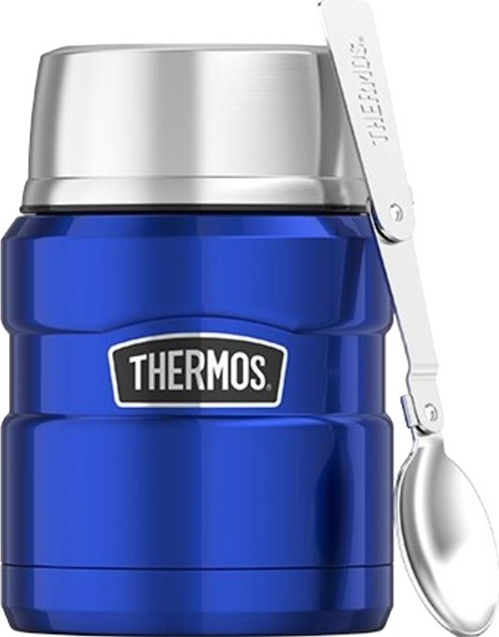 Thermos Termoska na jídlo se skládácí lžící a šálkem - modrá 470 ml