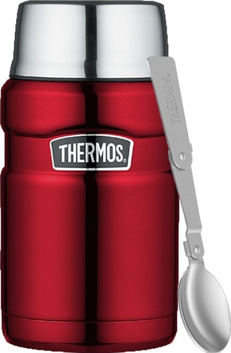 Thermos Termoska na jídlo se skládácí lžící a šálkem - červená 710 ml