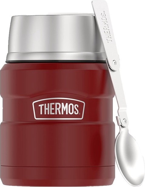 Thermos Termoska na jídlo se skládácí lžící a šálkem - rustic red 470 ml