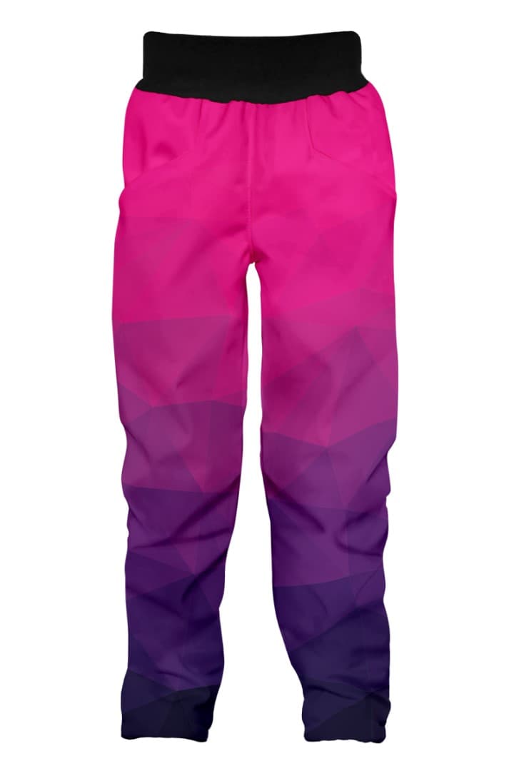 WAMU Dětské softshellové kalhoty, MOZAIKA, fialová Velikost: 110 - 116