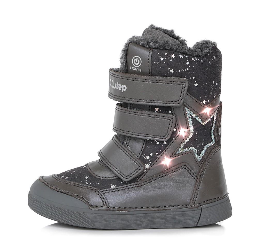 Dětské svítící zimní boty DD Step W068-368B Dark Grey Velikost: 25