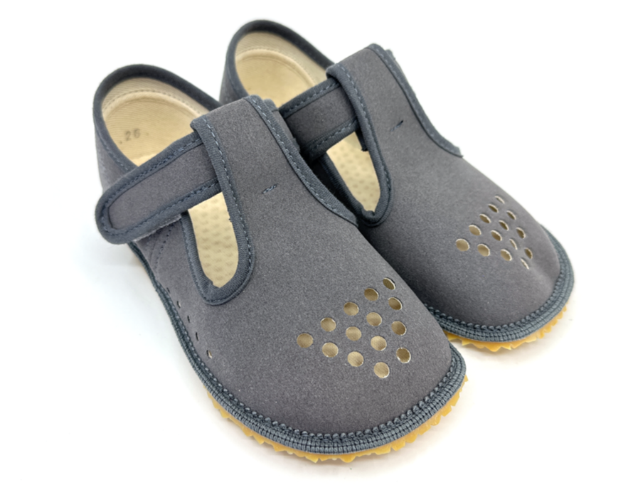 Beda barefoot bačkory Grey perforované (BF 060010/W/PF/B) Velikost: 29