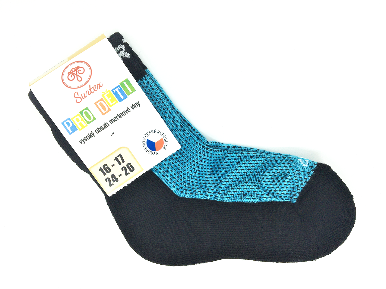 Ponožky Surtex 70% Merino Tyrkysové Velikost: 34 - 35