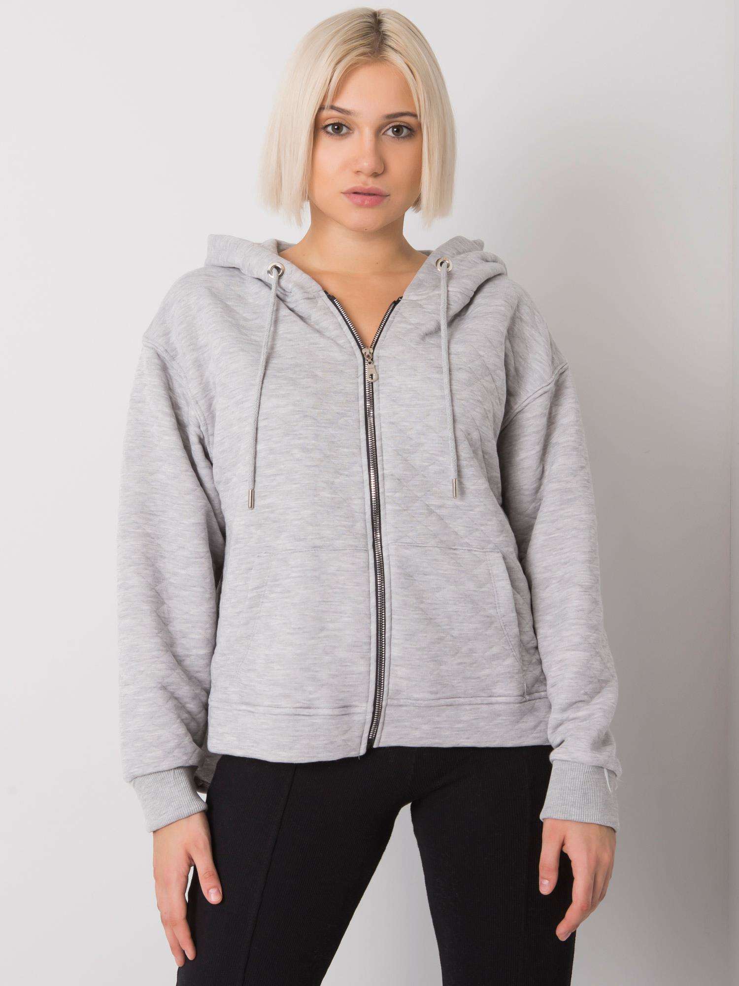 SVĚTLE ŠEDÁ DÁMSKÁ MIKINA NA ZIP S KAPUCÍ RV-BL-7451.23-GRAY Velikost: S/M