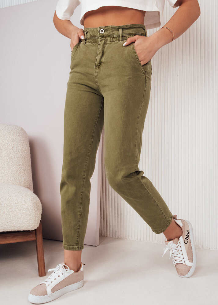 KHAKI ROVNÉ KALHOTY MOM FIT FINN UY1594 Velikost: L