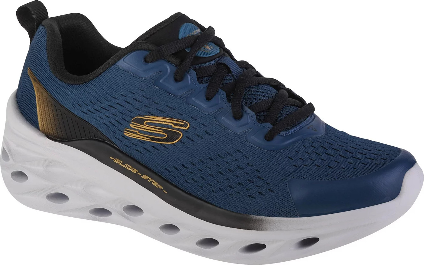 TMAVĚ MODRÉ PÁNSKÉ TENISKY SKECHERS GLIDE STEP SWIFT - FRAYMENT 232634-TLBK Velikost: 46