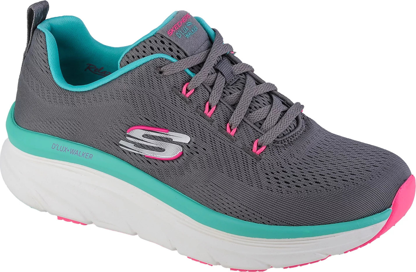 ŠEDÉ DÁMSKÉ TENISKY SKECHERS D\'LUX WALKER - FRESH FINESSE 149368-GMLT Velikost: 38.5