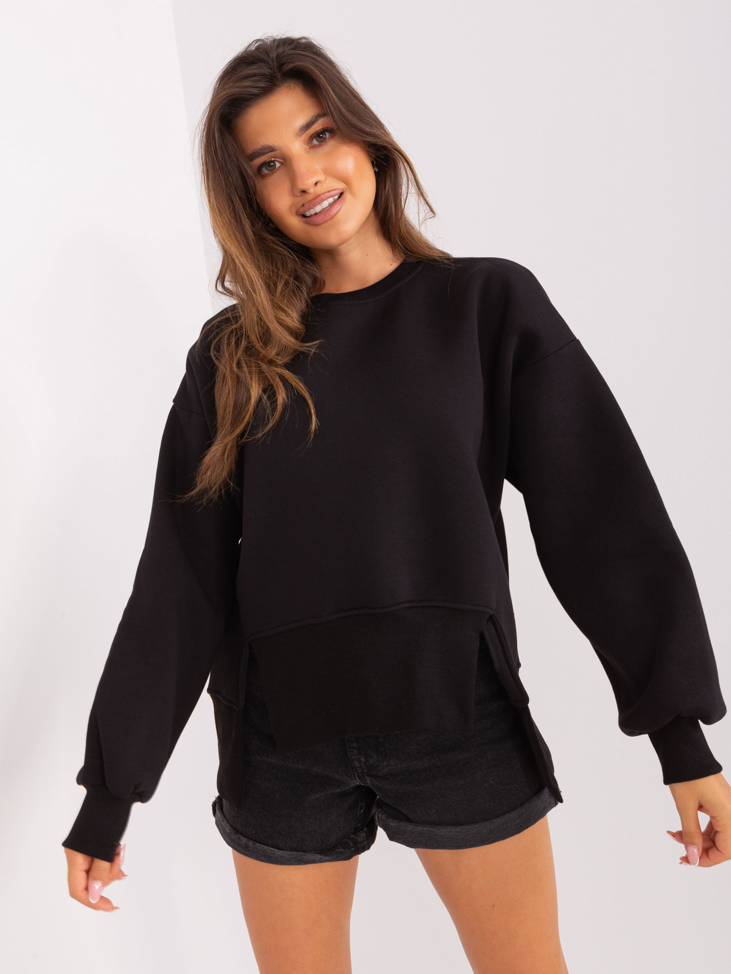 ČERNÁ MIKINA BEZ KAPUCE -EM-BL-757.83P-BLACK Velikost: ONE SIZE