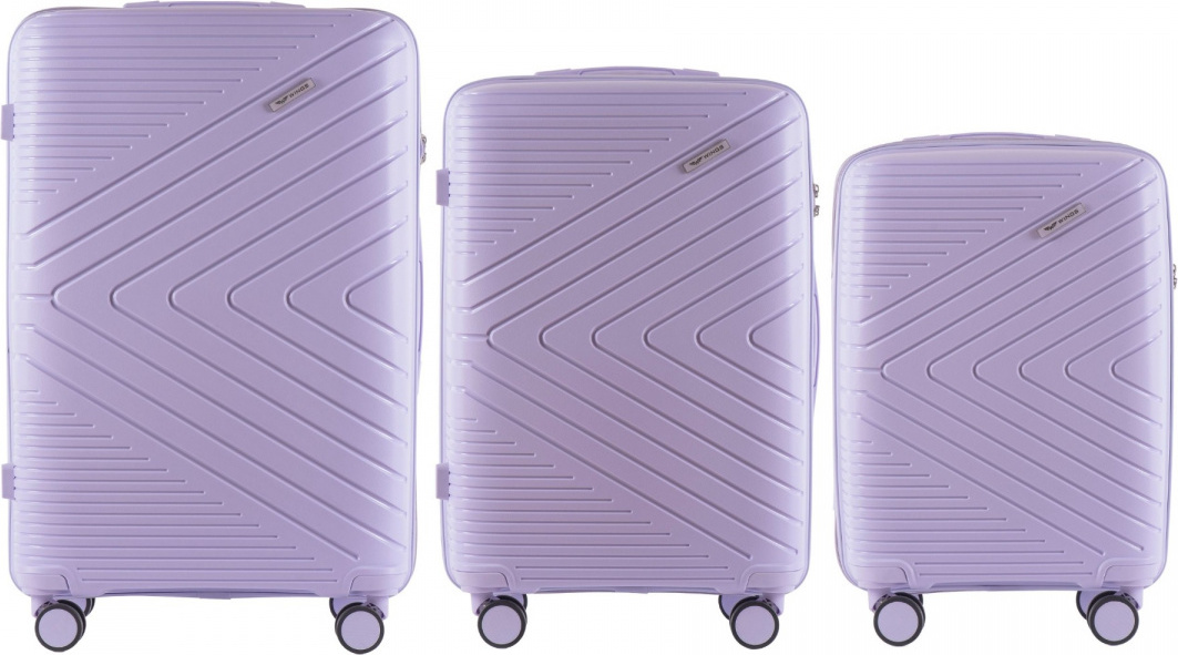 SVĚTLE FIALOVÁ SADA TŘÍ SKOŘEPINOVÝCH KUFRŮ DQ181-04, LUGGAGE 3 SETS (L,M,S) WINGS, WHITE PURPLE Velikost: Sada kufrů