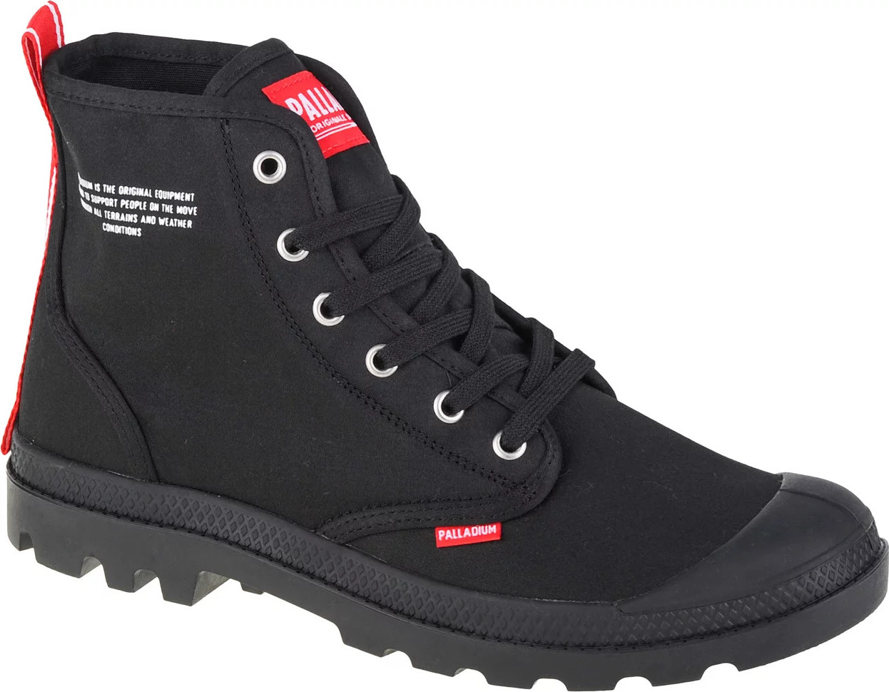 ČERNÉ KOTNÍKOVÉ PLÁTĚNÉ BOTY PALLADIUM PAMPA HI DARE 76258-008-M Velikost: 44