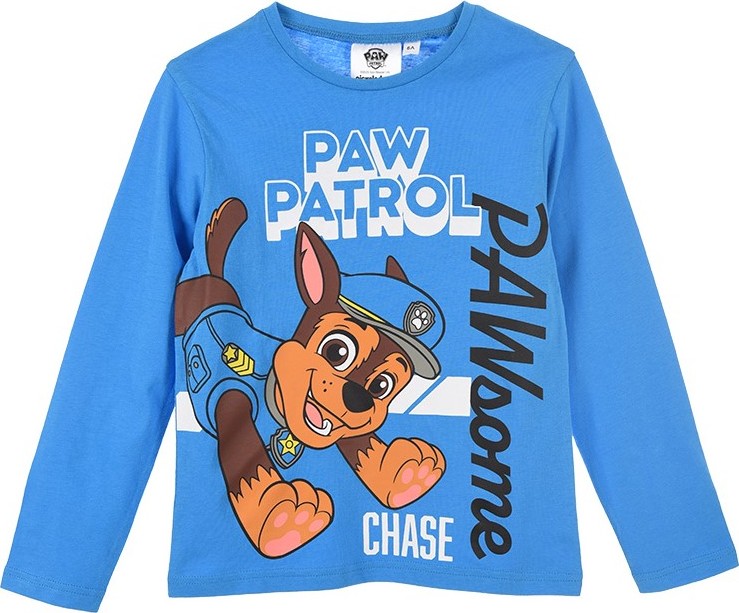 MODRÉ CHLAPECKÉ TRIČKO PAW PATROL - CHASE S DLOUHÝM RUKÁVEM Velikost: 98