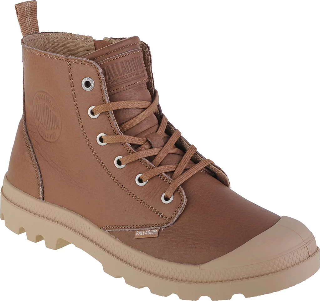 HNĚDÉ KOŽENÉ KOTNÍKOVÉ TENISKY PALLADIUM PAMPA ZIP LTH ESS 76888-254-M Velikost: 46