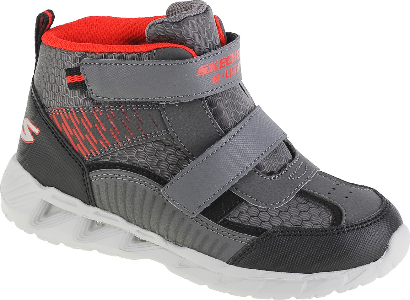 ŠEDÉ KOTNÍKOVÉ SVÍTÍCÍ BOTY SKECHERS MAGNA-LIGHTS-FROSTY FUN 401504N-CCBK Velikost: 28