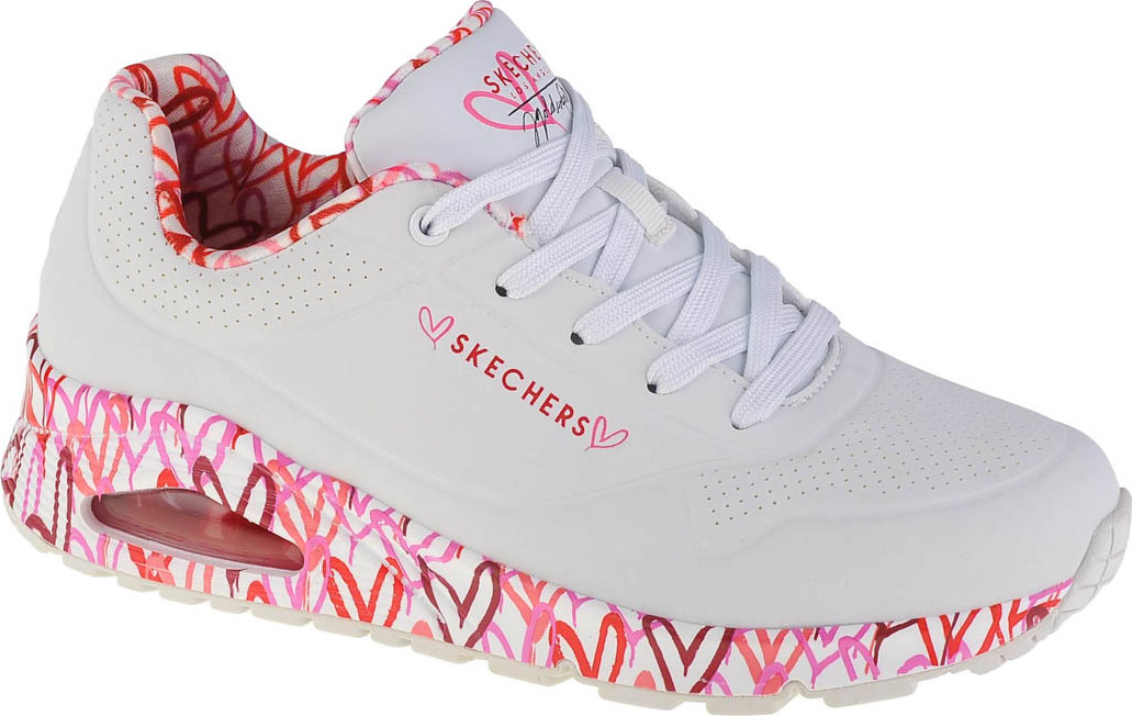 BÍLÉ DÁMSKÉ TENISKY SKECHERS UNO - LOVING LOVE 155506-WRPK Velikost: 36