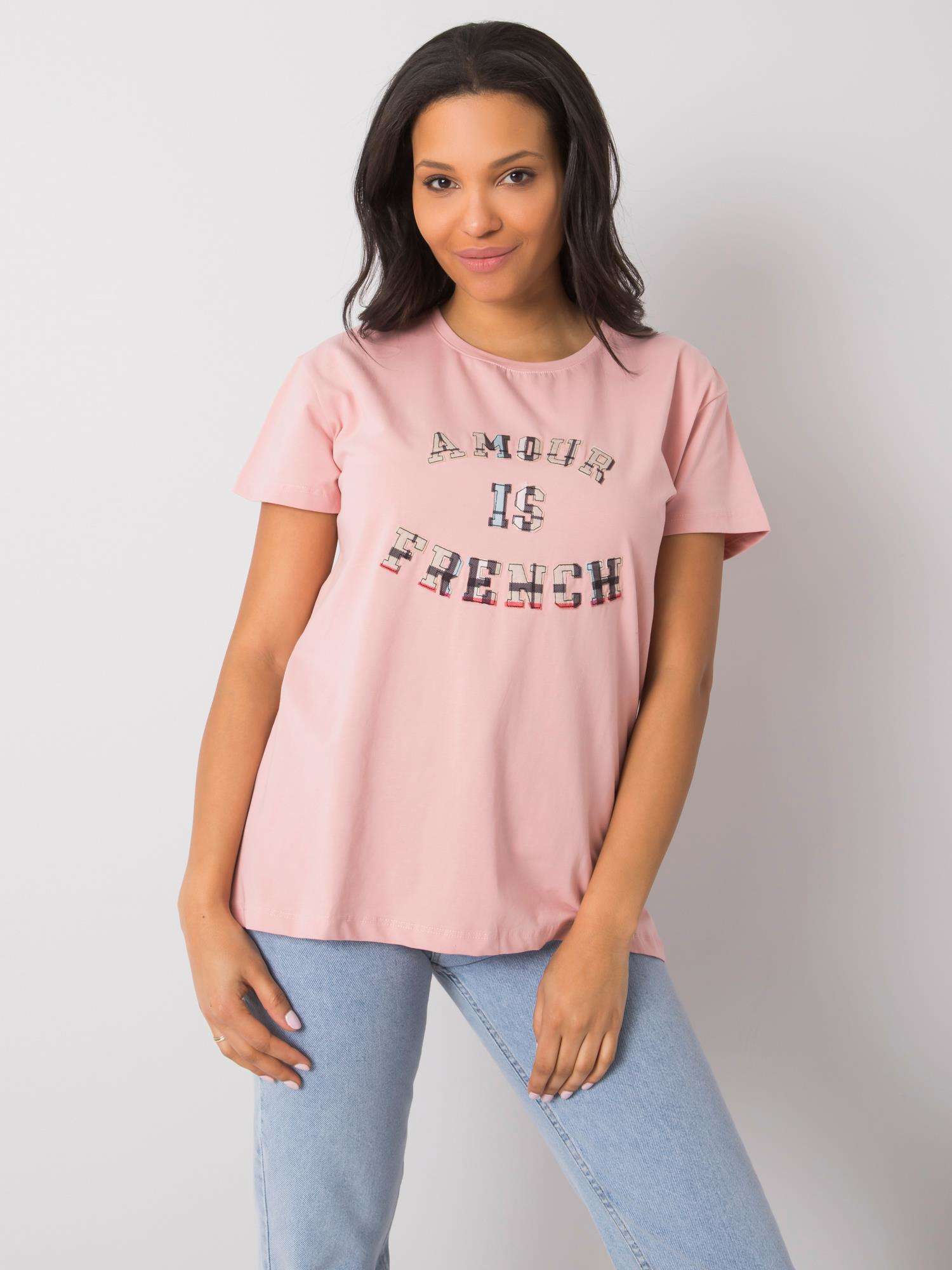 RŮŽOVÉ DÁMSKÉ TRIČKO S NÁPISEM FA-TS-6892.88-PINK Velikost: ONE SIZE