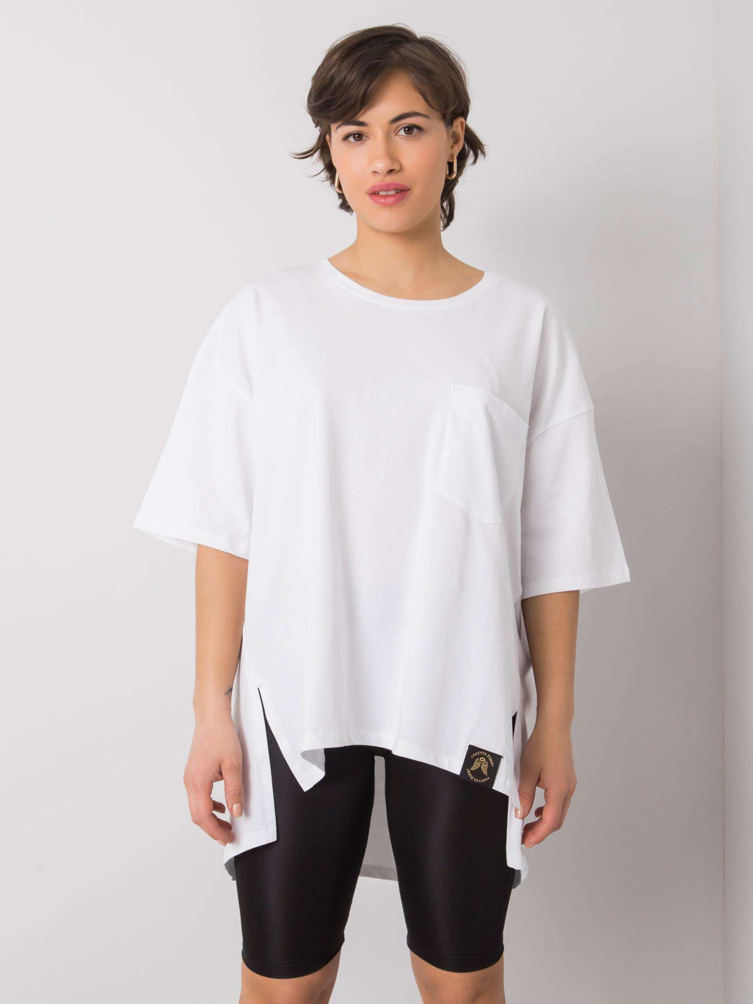 BÍLÉ DÁMSKÉ OVERSIZE TRIČKO TK-FP-TS-14132021.75P-WHITE Velikost: S