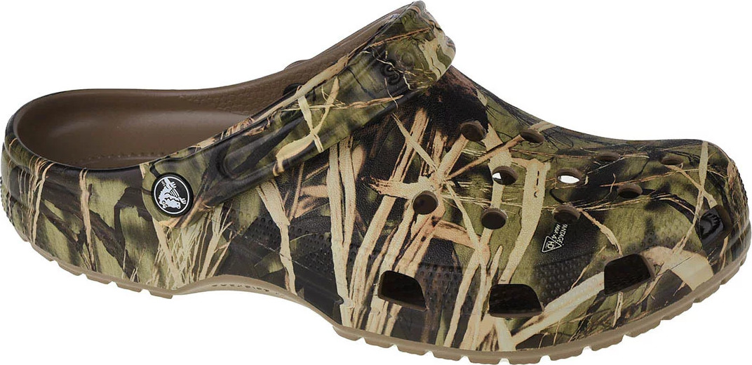 HNĚDÉ VZOROVANÉ NAZOUVÁKY CROCS CLASSIC REALTREE V2 12132-260 Velikost: 45/46