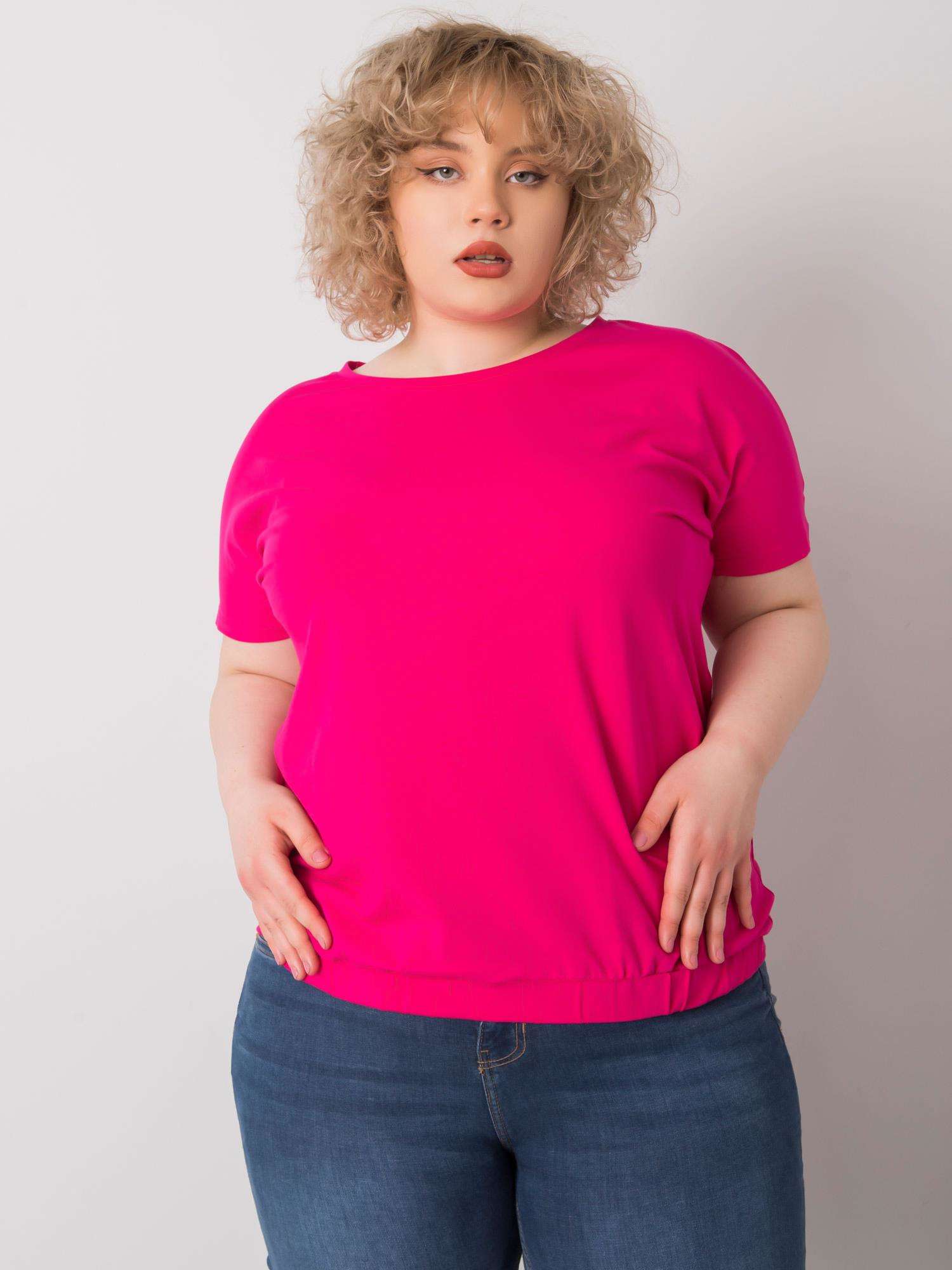 RŮŽOVÉ DÁMSKÉ BASIC TRIČKO RV-BZ-6634.27-FUCHSIA Velikost: 3XL