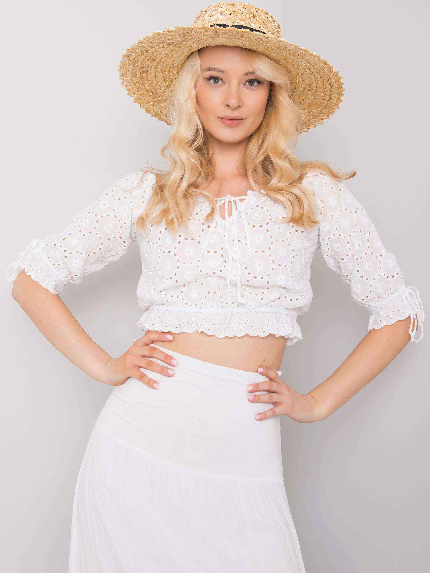 BÍLÝ CROP TOP S VÁZÁNÍM TW-TP-BI-25455.43-WHITE Velikost: L